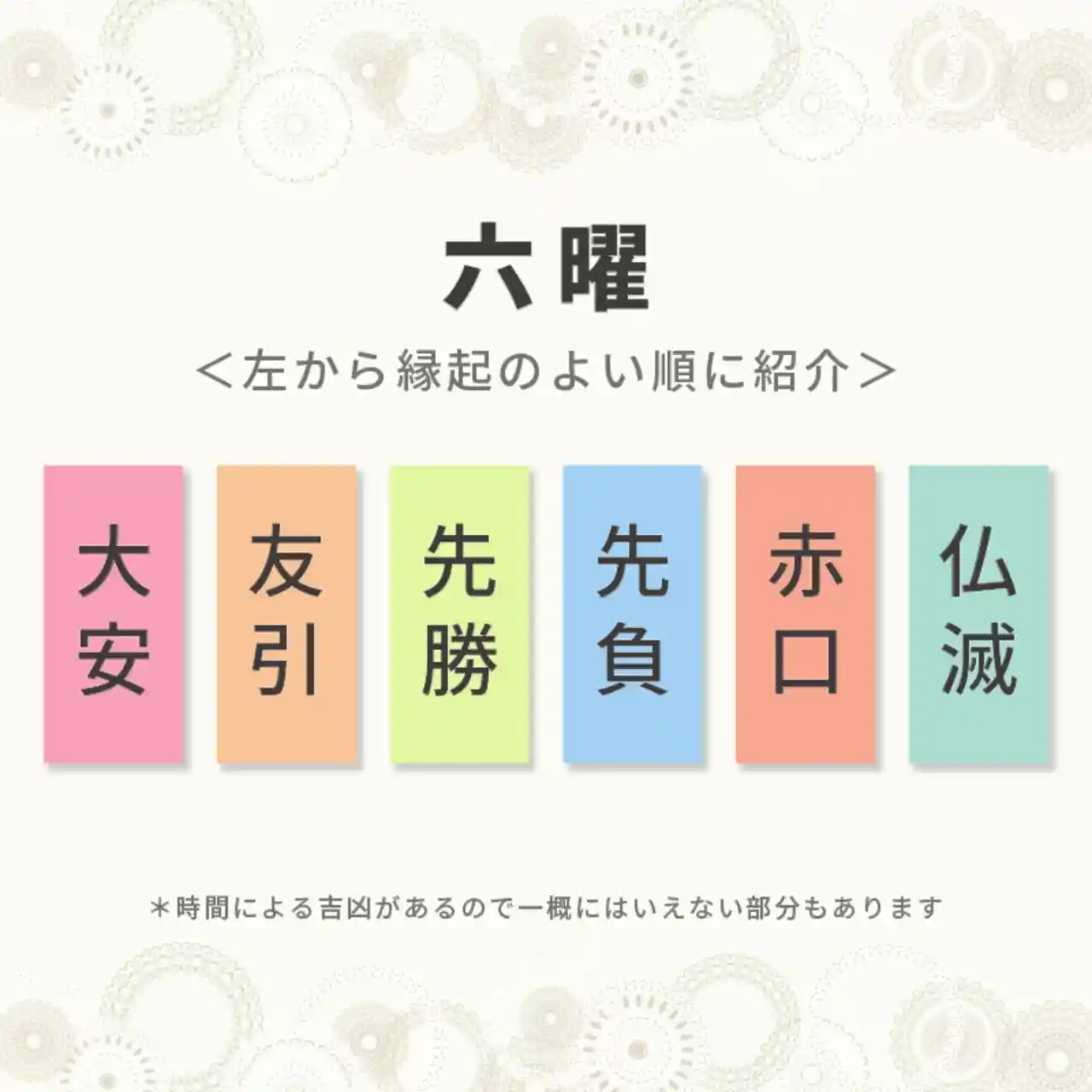 六曜の縁起のよさと意味