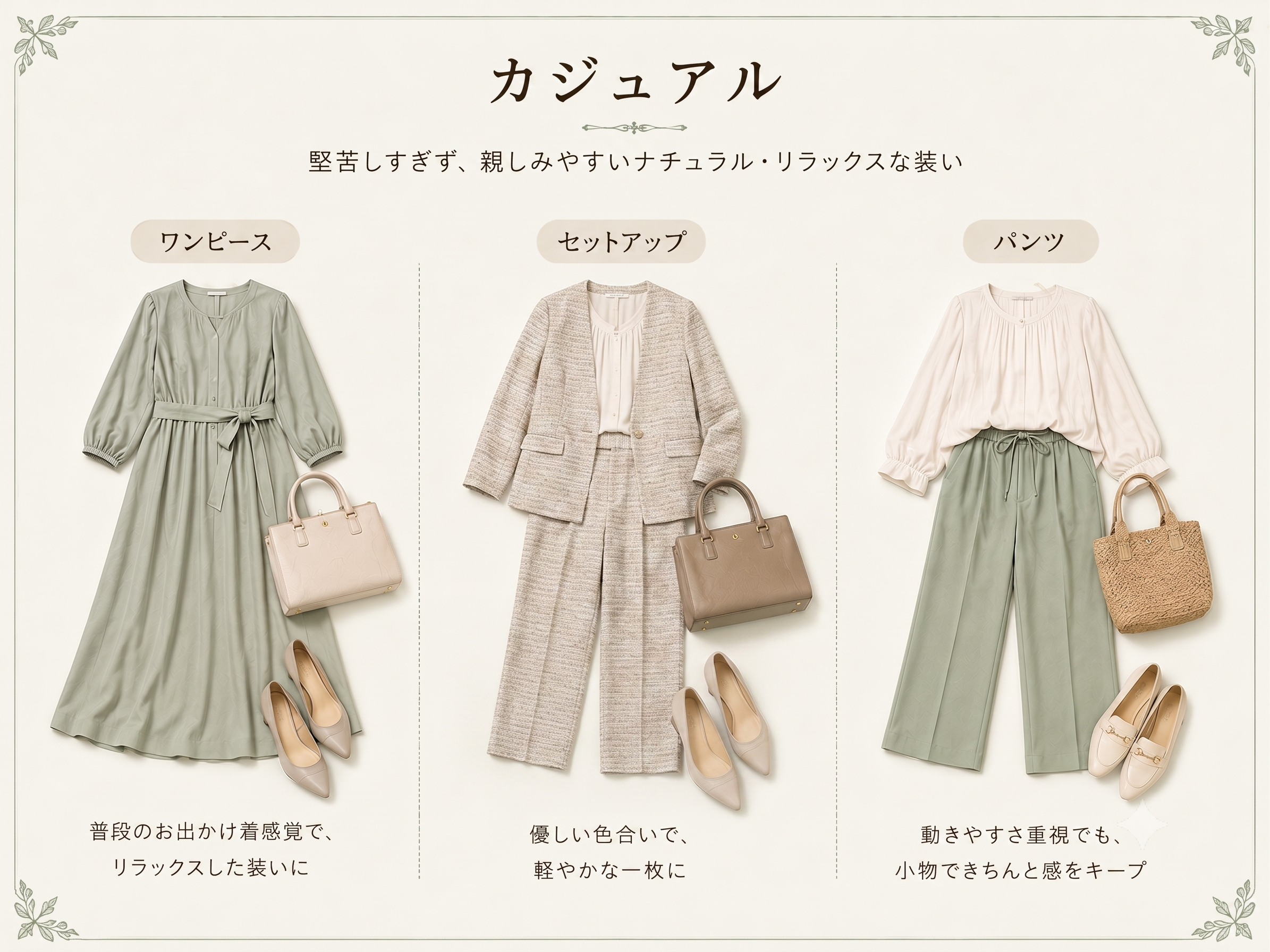 顔合わせ 母親 服装 50 代 カジュアル