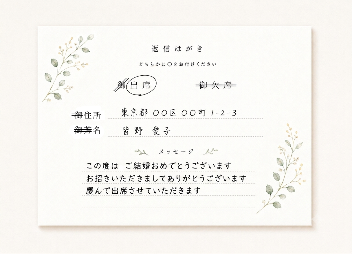 結婚 式 招待 状 返信 メッセージ
