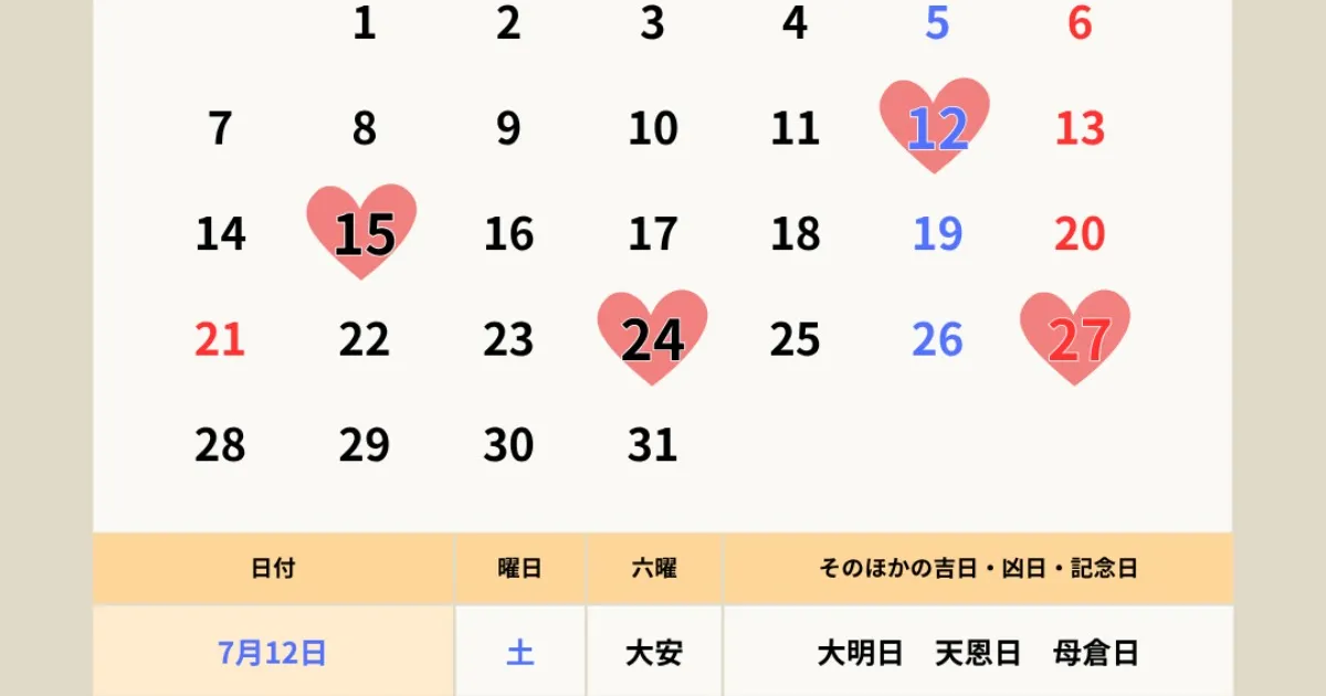≪超目玉★12月≫ 一粒万倍日カレンダー2025~2026｜7月は4回！大安・天赦日と 絵画