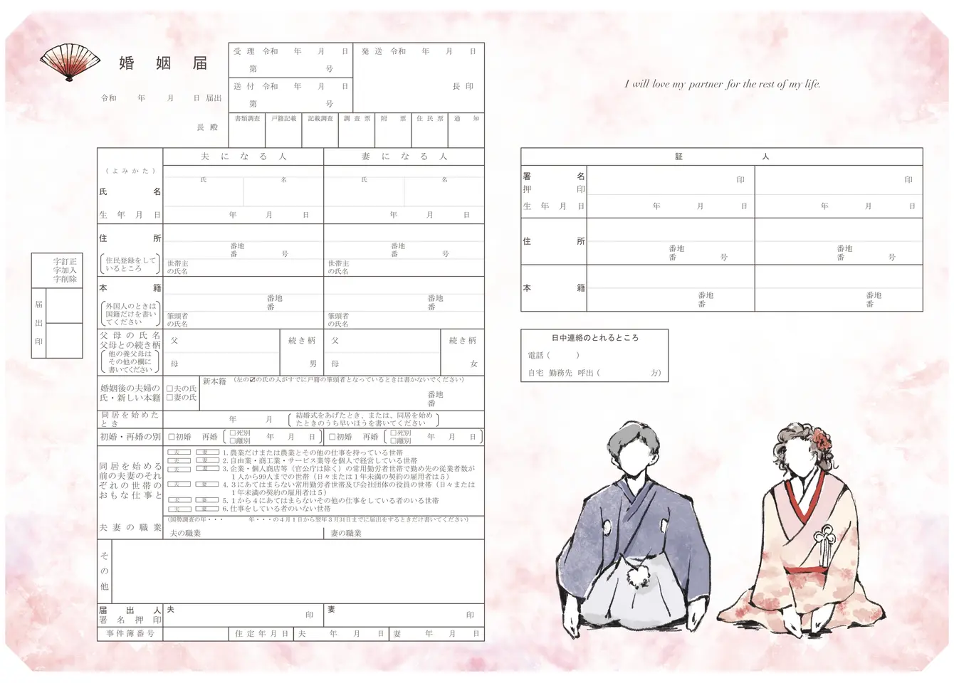 和装姿の新郎新婦