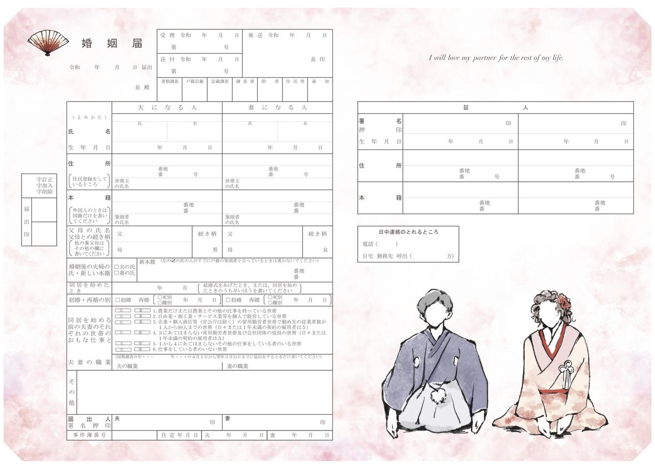 和装姿の新郎新婦