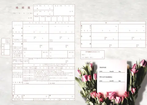 バラの花束にのせて