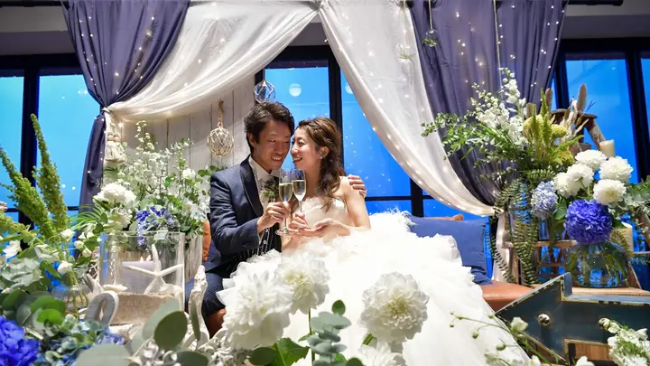 オーシャンビューでマリンテイストな大人結婚式♪ゲストと創り上げた