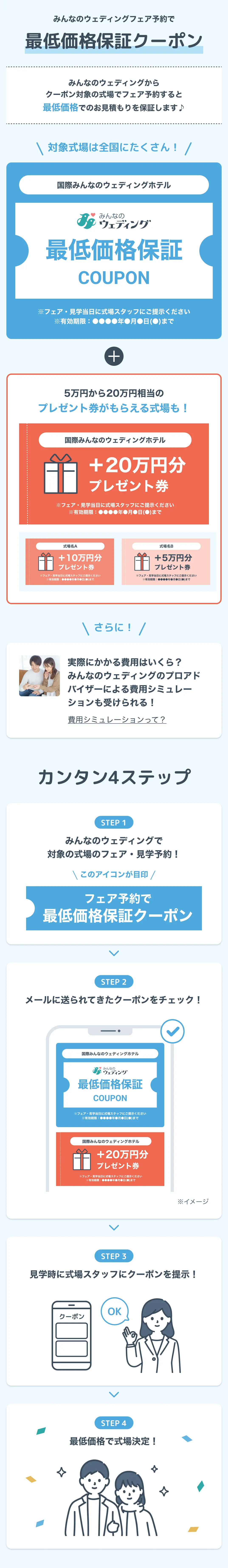 みんなのウェディングフェア予約で最低価格保証クーポン
