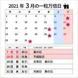 【2021年-2022年開運カレンダー】一粒万倍日 やるといいこと&やってはいけないこと
