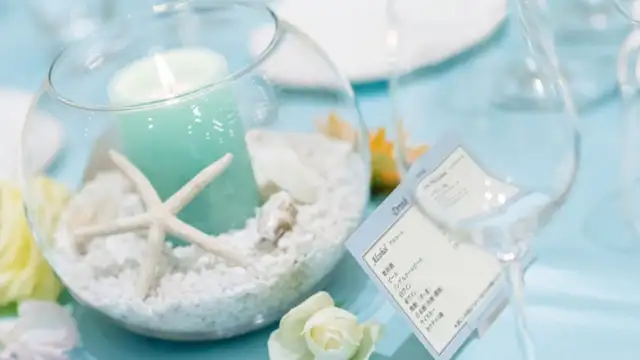 マリンテイストのゲストテーブルコーディネート