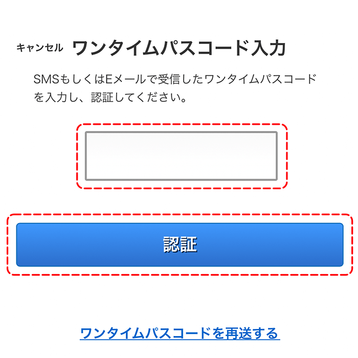 STEP 5-2: ワンタイムパスワード入力