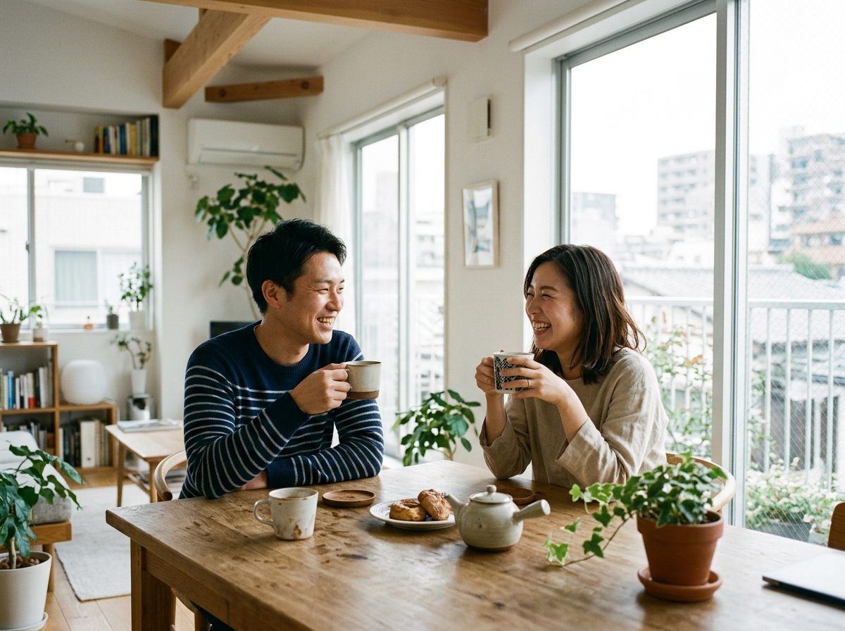 仲睦まじい新婚夫婦
