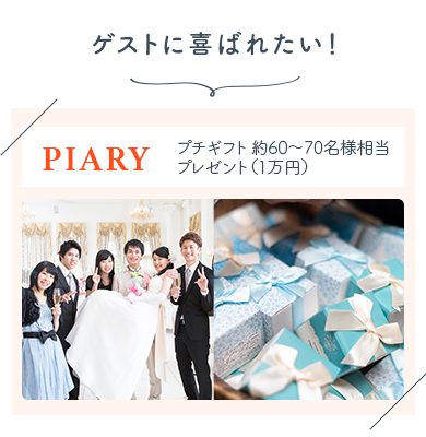 来てもらう前からワクワクを！ PIARY プチギフト 約60～70名様相当
					プレゼント（1万円）
